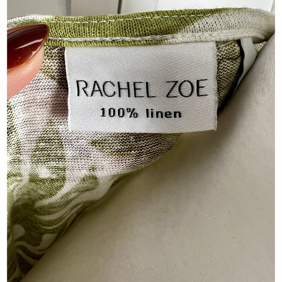 Rachel Zoe 100% Linen Tropical Print Boat Neck Cap Sleeve Top Size Small - Picture 2 of 8